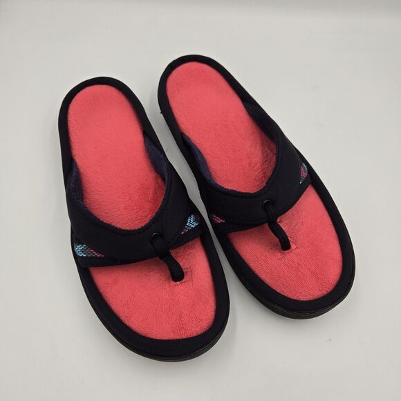 Isotoner Women's Terry Flip Flop Thong Slippers Heel Cushion Pink Size 8.5-9 - Picture 1 of 5